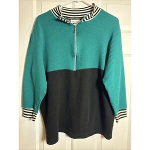 Vintage Jaclyn Smith Woman Plus‎ Size 18W Waffle‑Knit Zip‑Collar Sweater